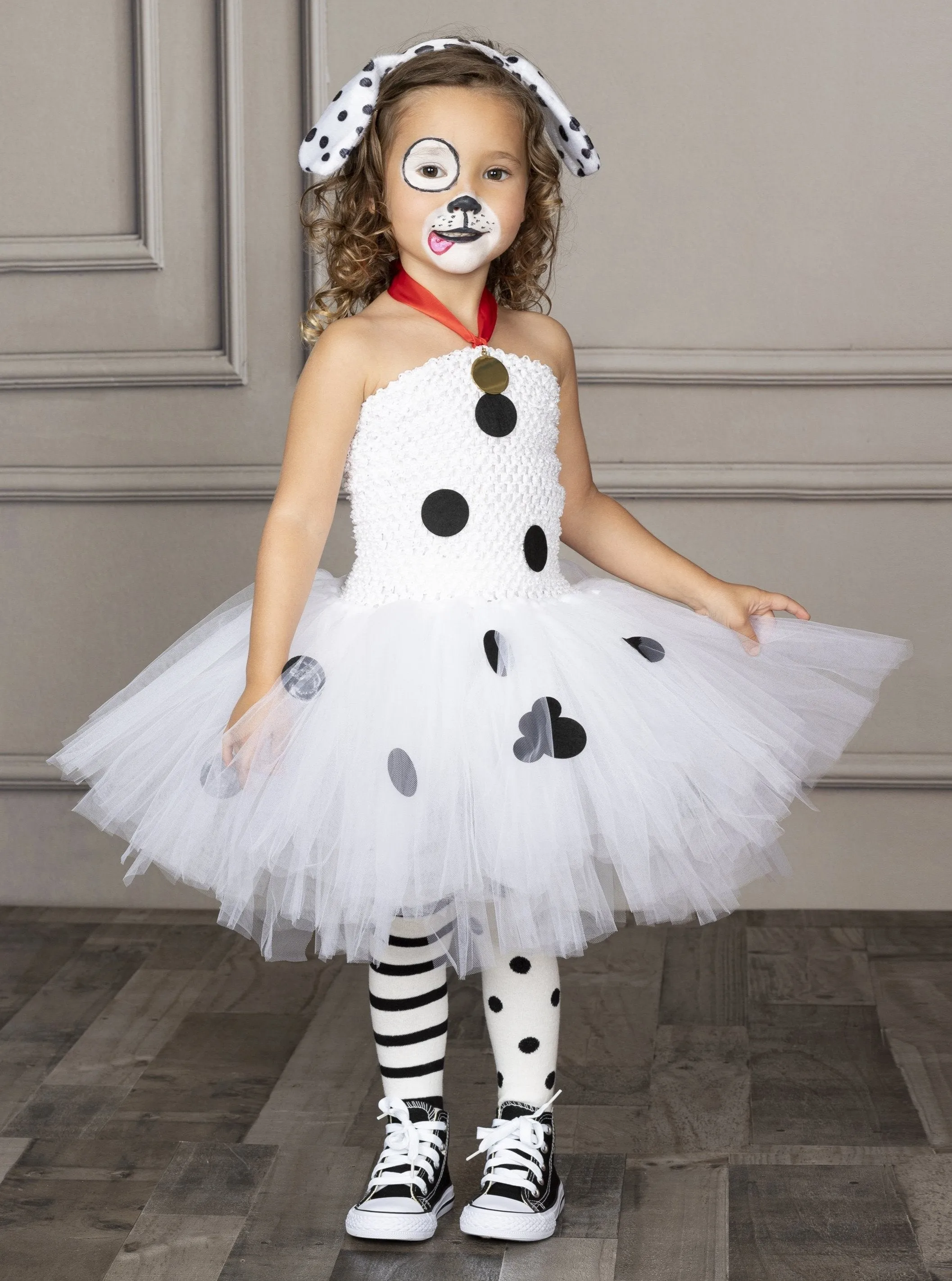 Girls 101 Dalmatians Inspired Tutu Costume Dress and Headband