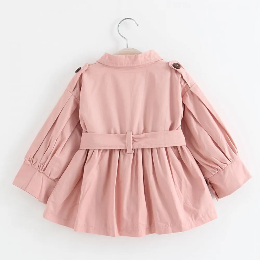 Girls Cotton Mid-length Baby Double-breasted Trench Coat Wholesale Girl Clothes