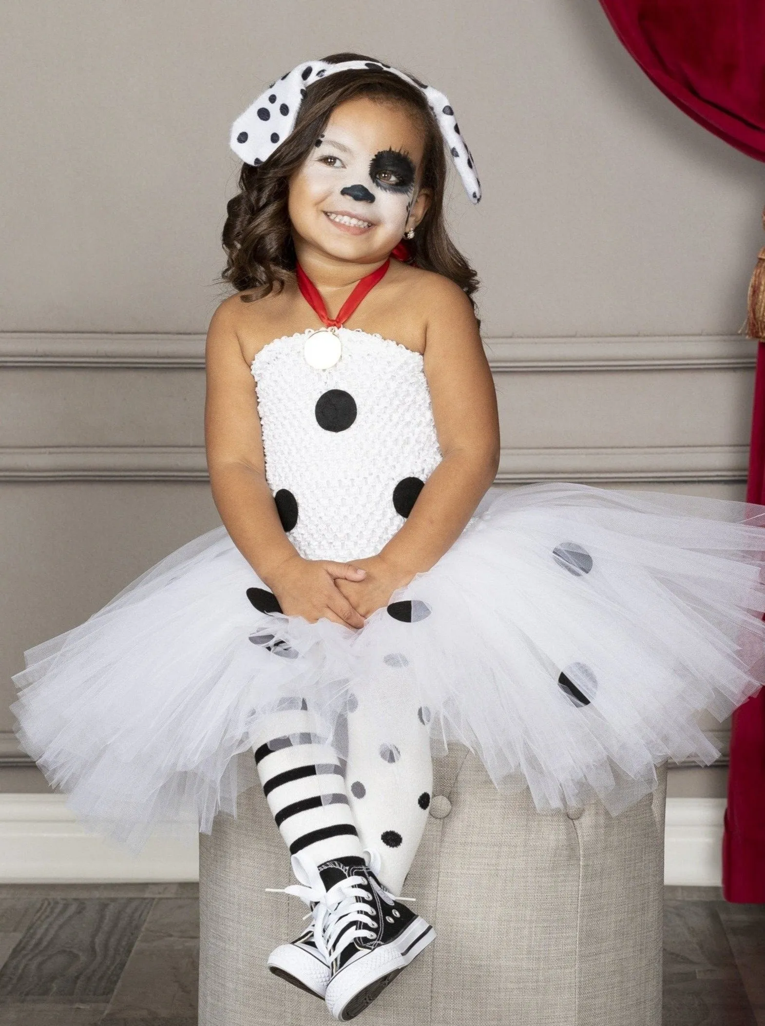 Girls Dalmatian Puppy Costume Dress and Headband