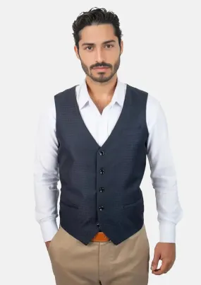 Graphite Blue Microcheck Vest