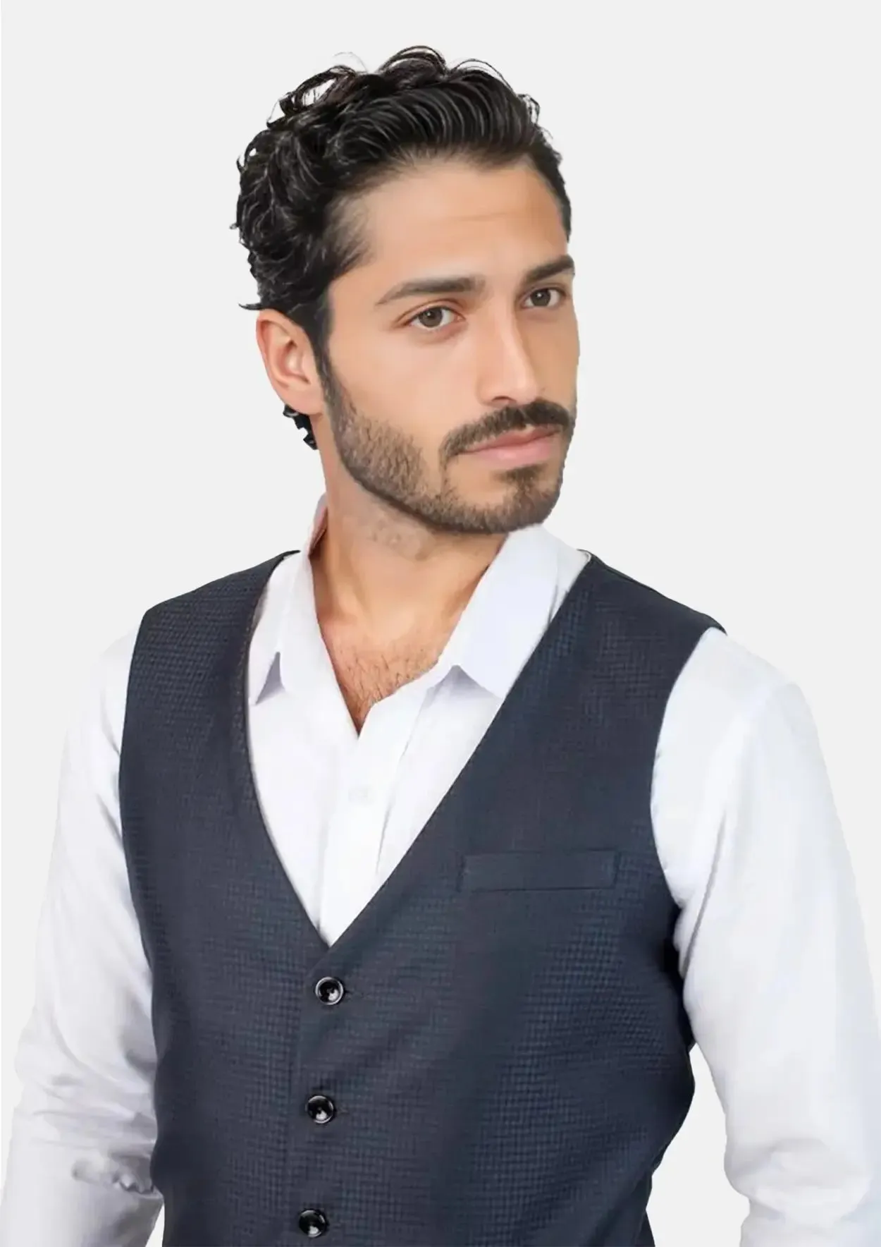 Graphite Blue Microcheck Vest