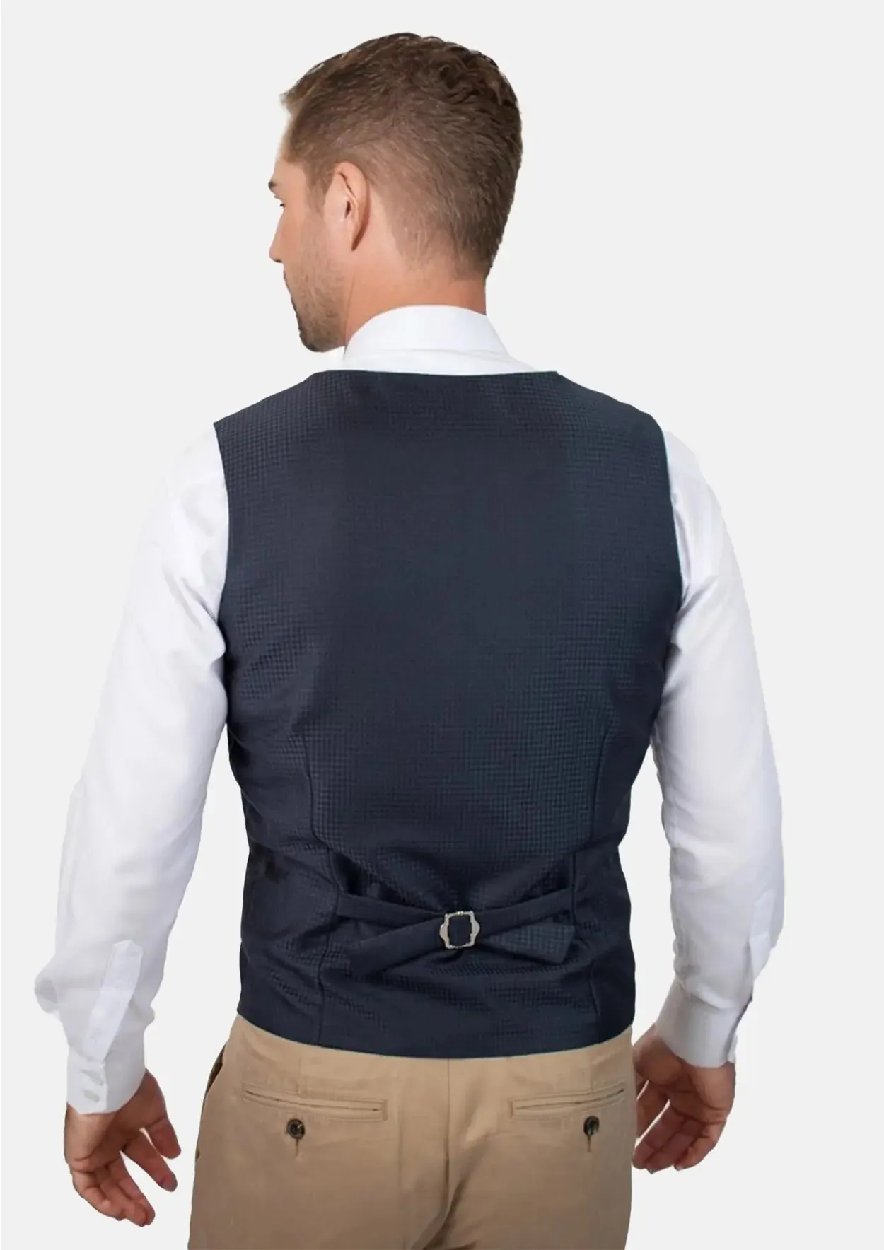 Graphite Blue Microcheck Vest