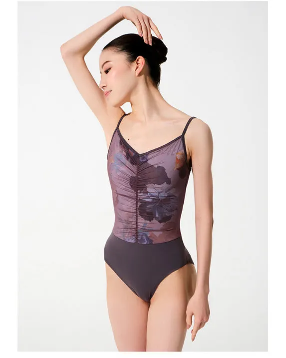 Grishko Olympia Gathered Mesh Overlay Camisole Leotard - DA3000MP Womens - Camellia Print