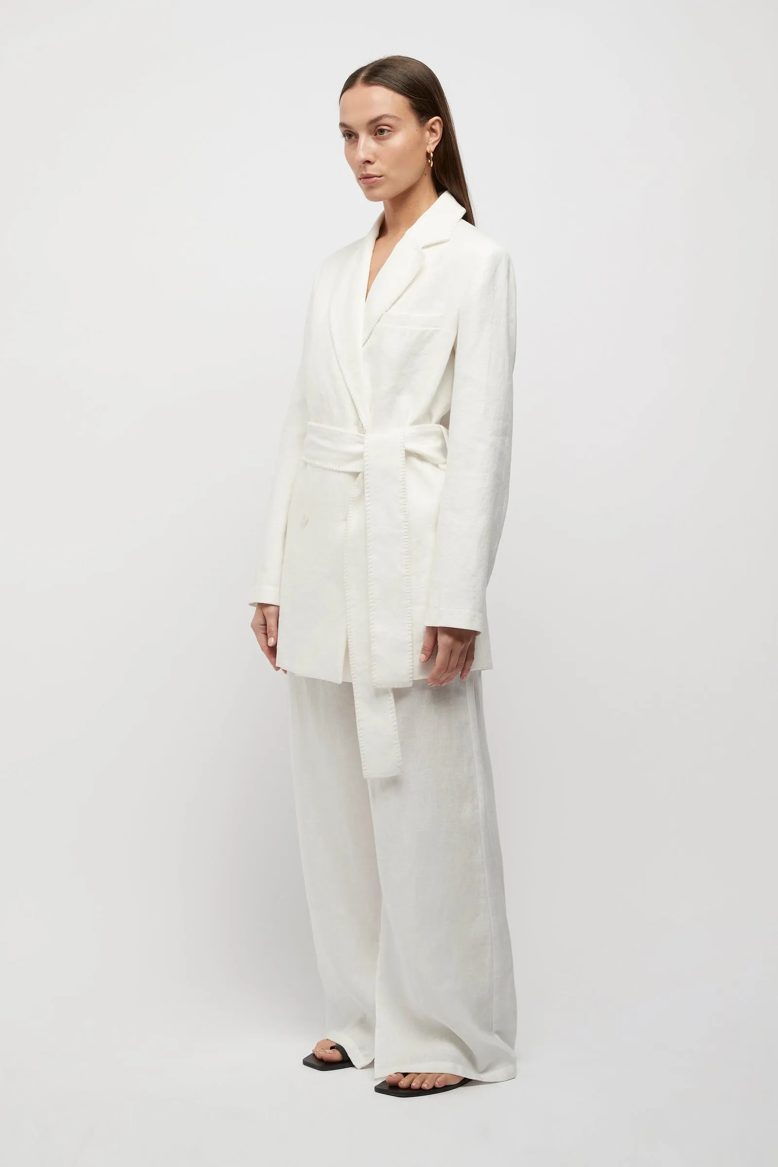 Hayworth Linen Split Trousers in White