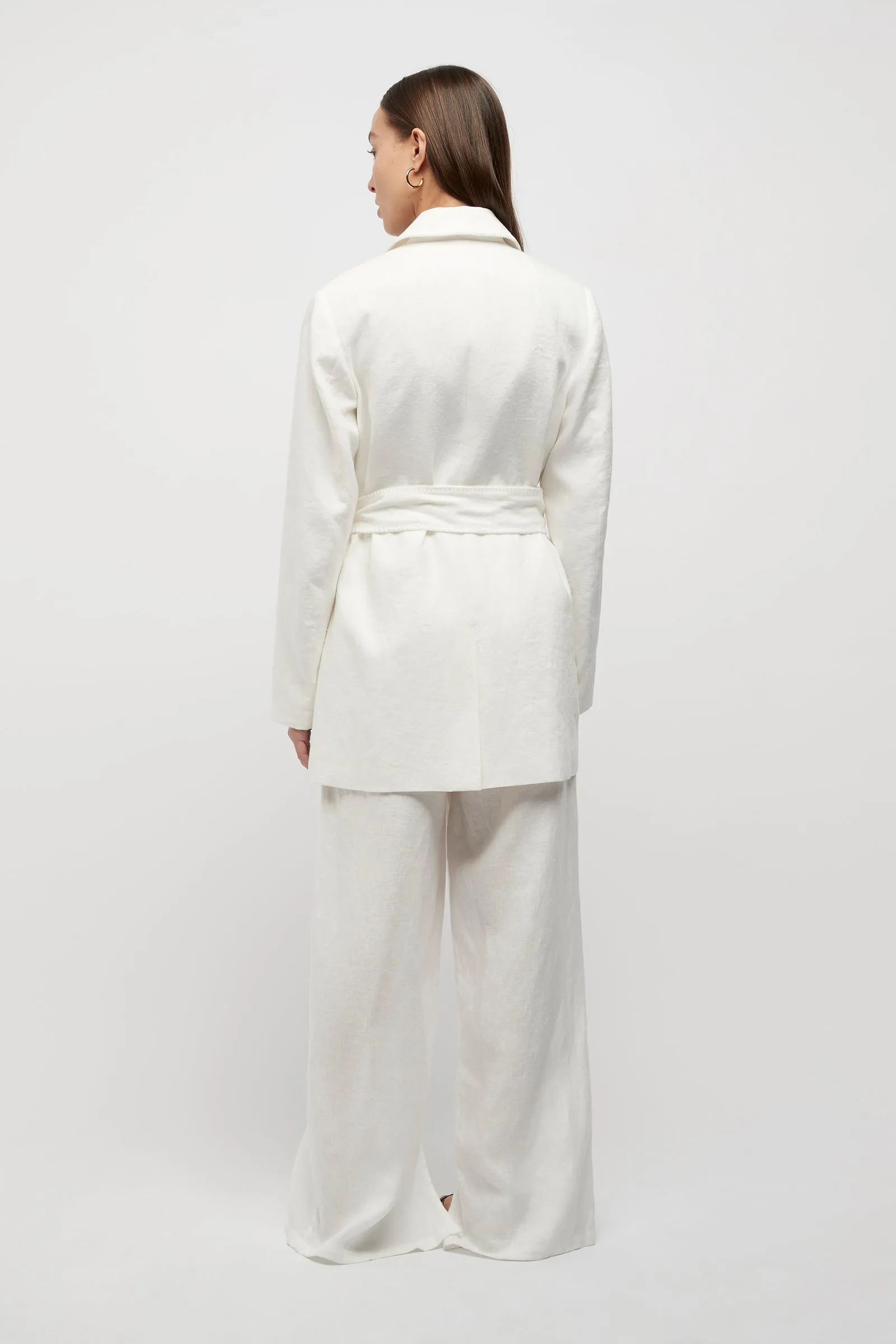 Hayworth Linen Split Trousers in White