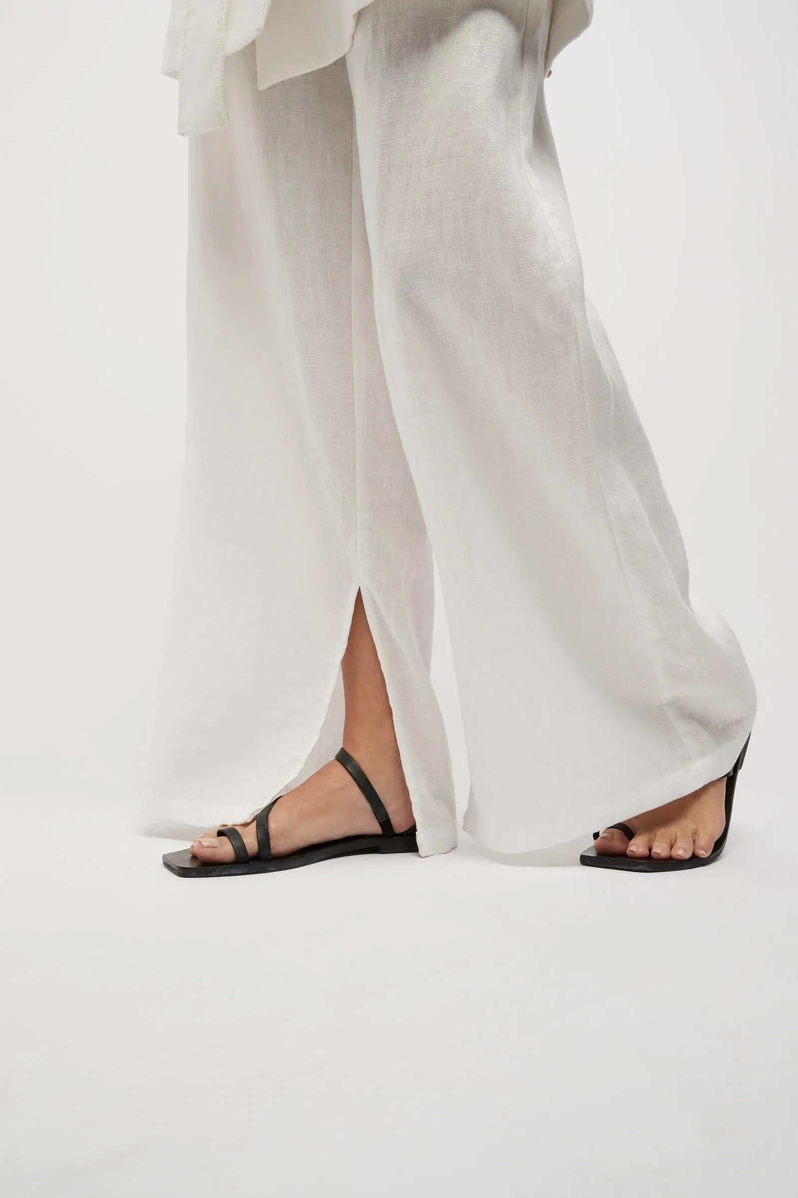 Hayworth Linen Split Trousers in White