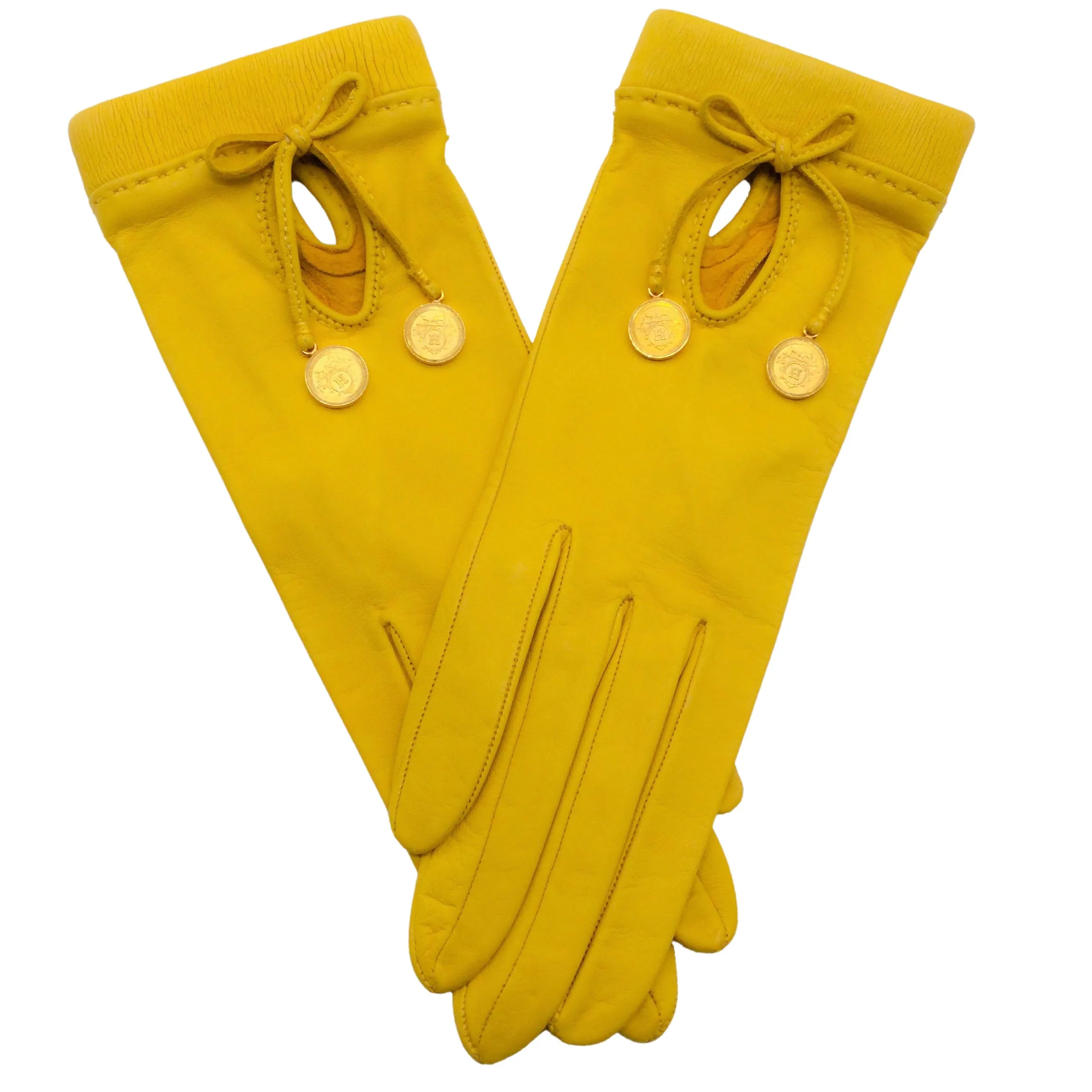 Hermès Yellow Leather Gloves