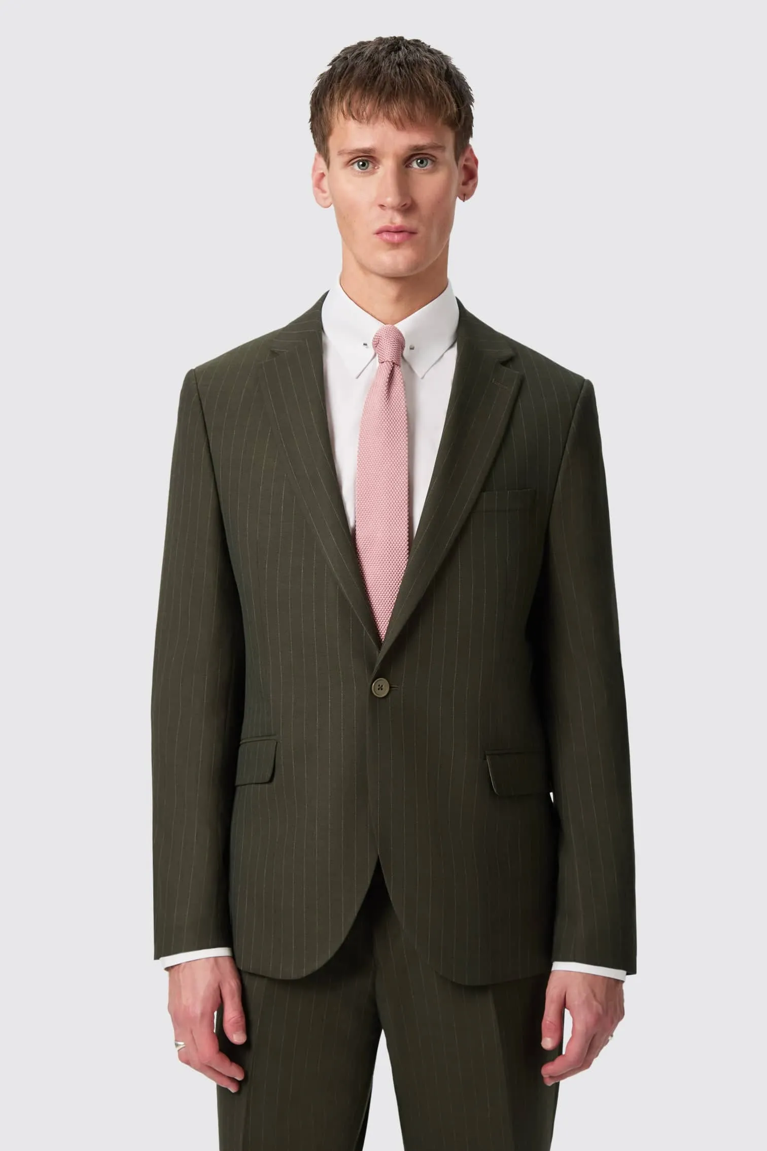 Hodge Slim Fit Green Pinstripe Suit