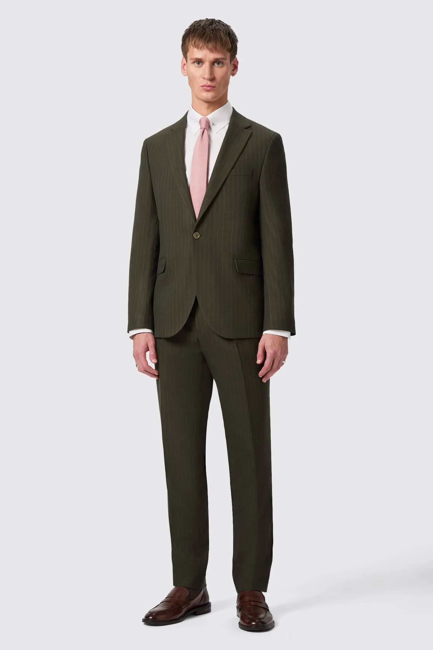 Hodge Slim Fit Green Pinstripe Suit