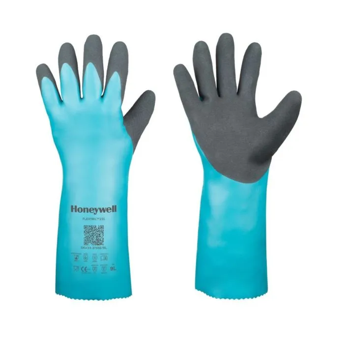 Honeywell Flextril 101V 32-3011E Unlined Nitrile Chemical Gloves, Blue, Pack of 12 Pairs