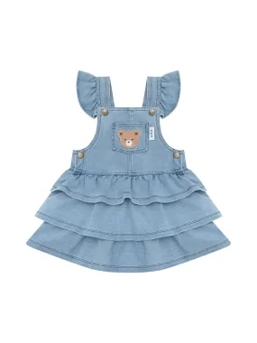 HUXBEAR KNIT DENIM FRILL PINAFORE