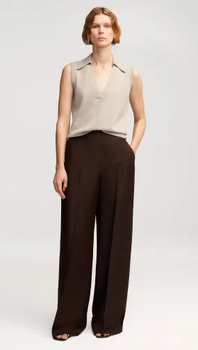 Jones Trouser in Structured Viscose Twill | Chocolate