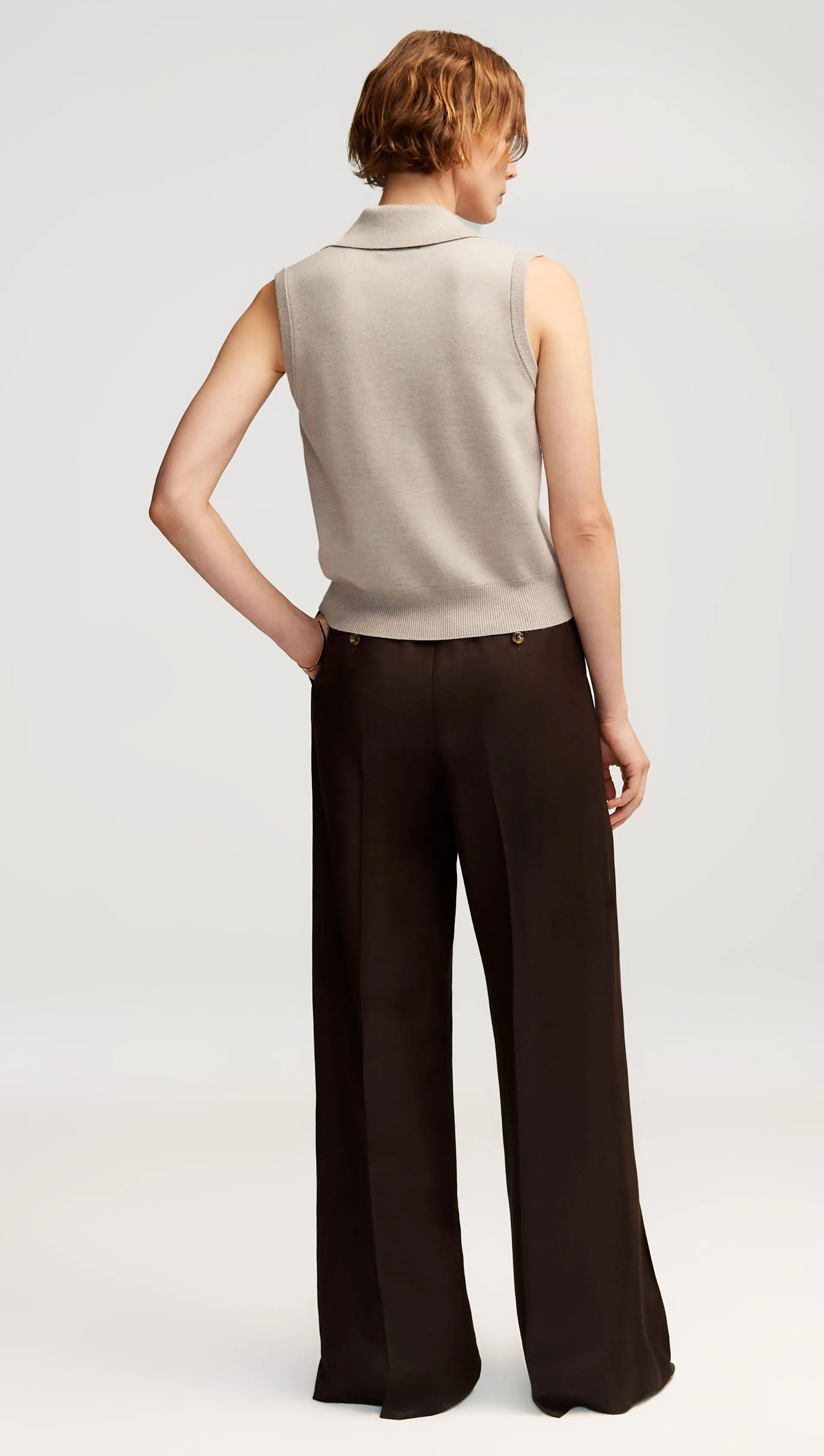 Jones Trouser in Structured Viscose Twill | Chocolate