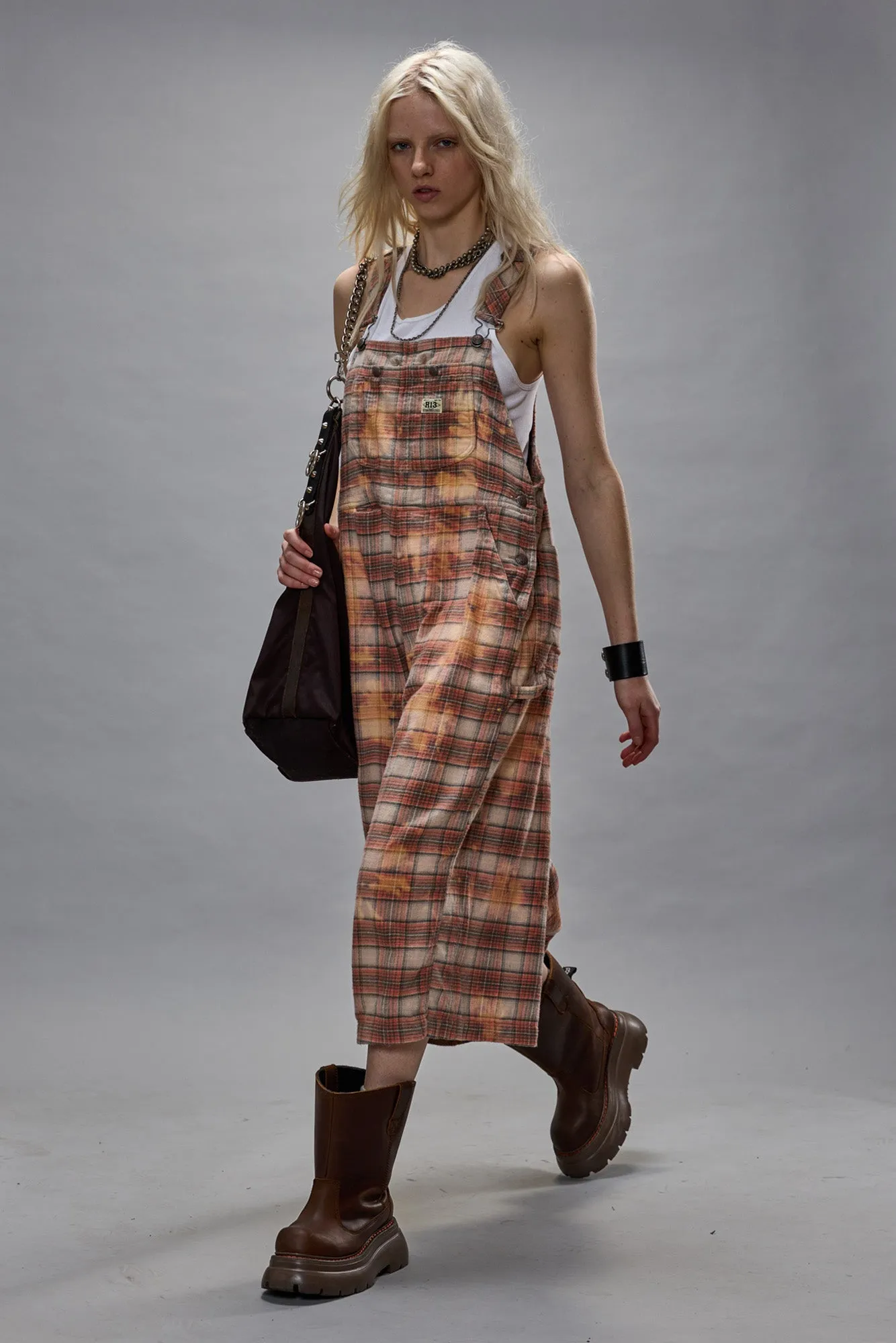 JUMBO OVERALL - BLEACHED ORANGE PLAID