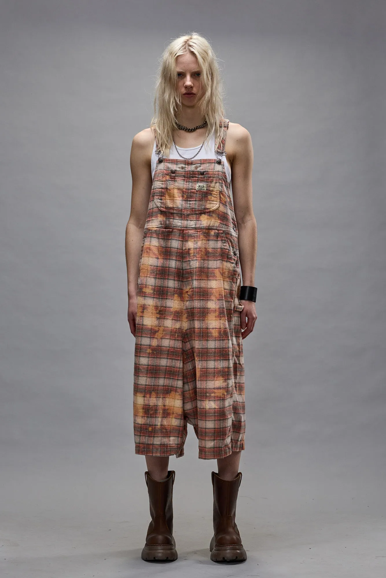 JUMBO OVERALL - BLEACHED ORANGE PLAID