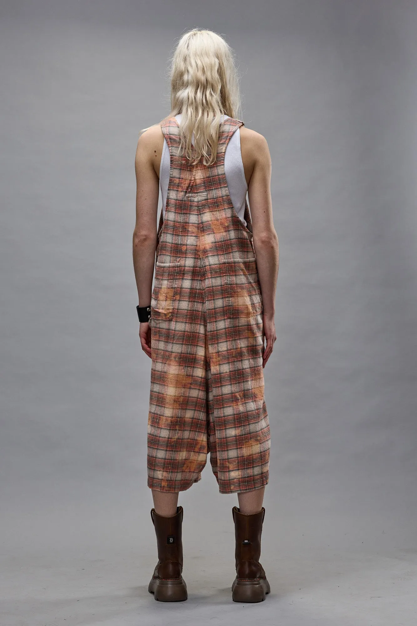 JUMBO OVERALL - BLEACHED ORANGE PLAID