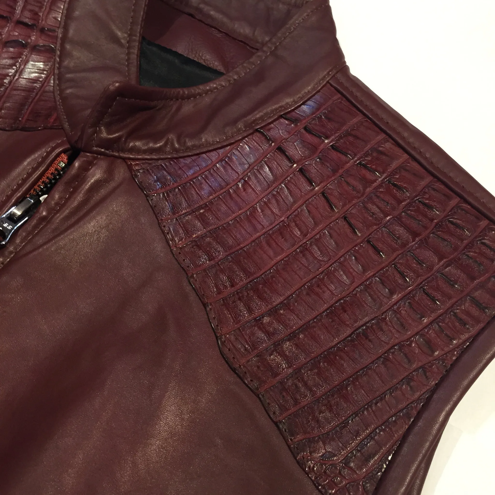 Kashani Cranberry Crocodile/Lambskin Vest