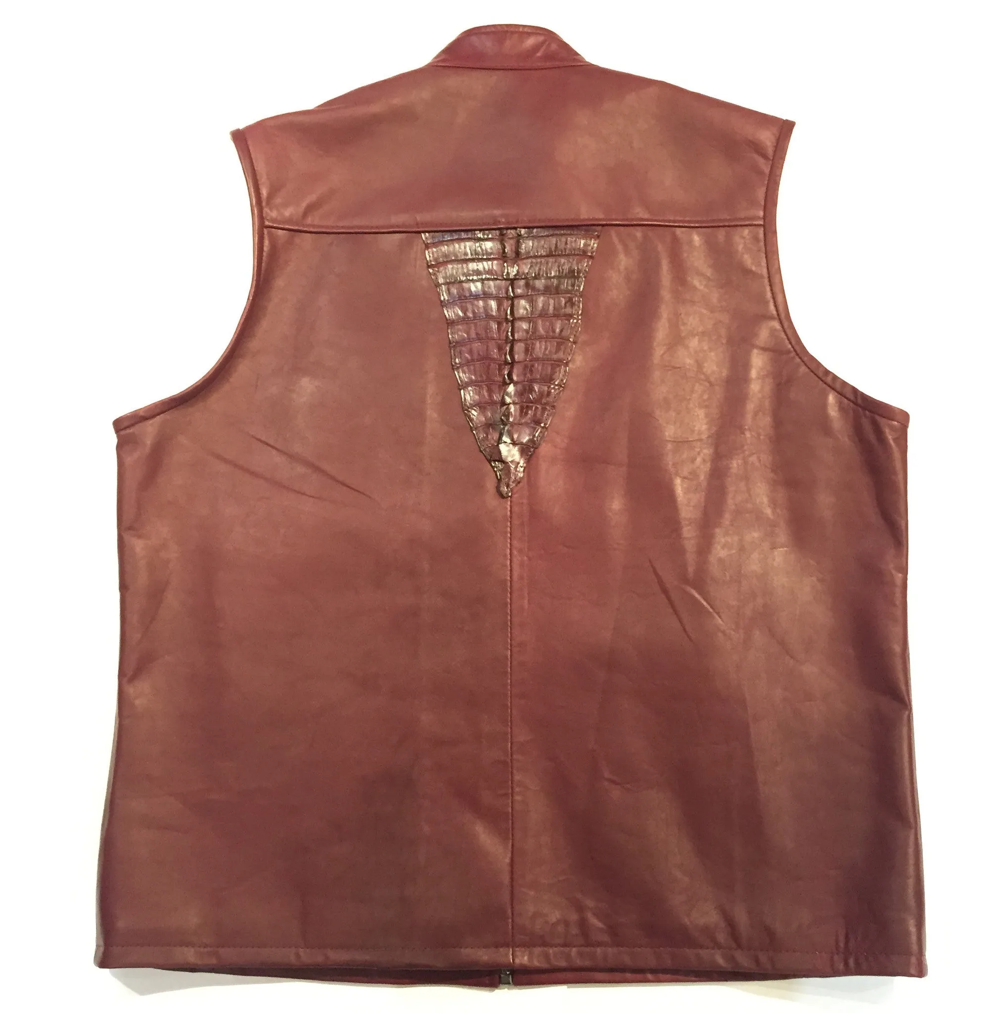 Kashani Cranberry Crocodile/Lambskin Vest