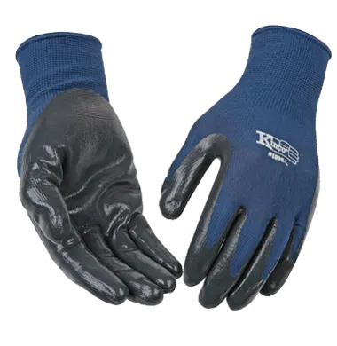 Kinco 1890 Navy Blue 13-Gauge Polyester Knit Shell Black Smooth Nitrile Coated Palm Polyester and Elastic Knit Wrist Gloves (One Dozen)