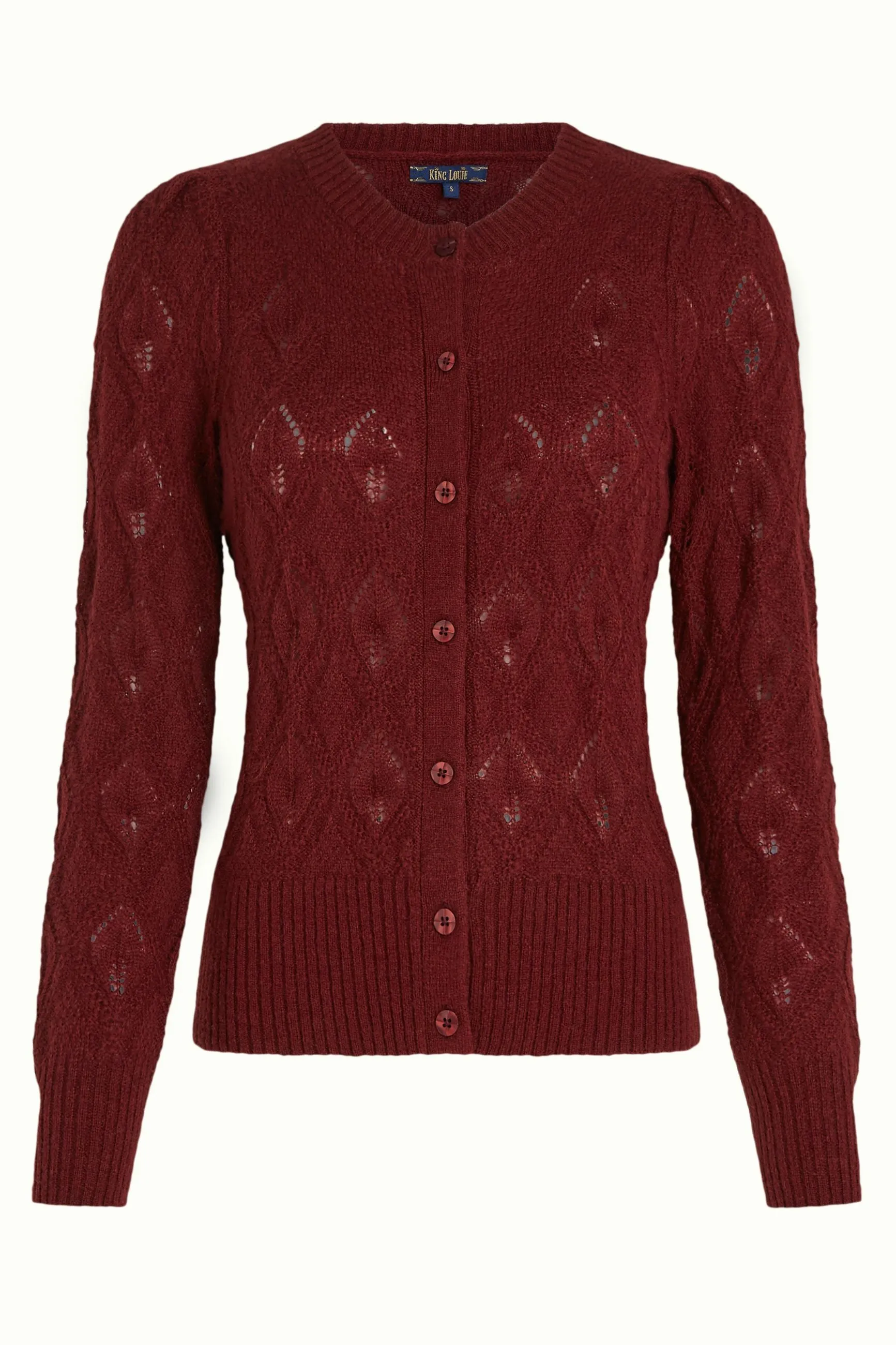 King Louie cardi roundneck orcia cabernet red