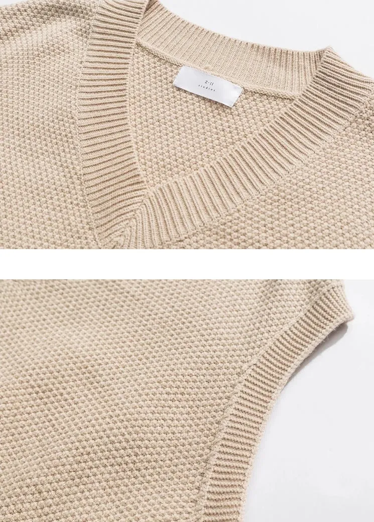 [Korean Style] 3 Colors Hand Knitted V-neck Sweaters