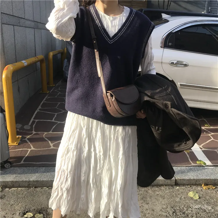 [Korean Style] Jane Track Knit Vest