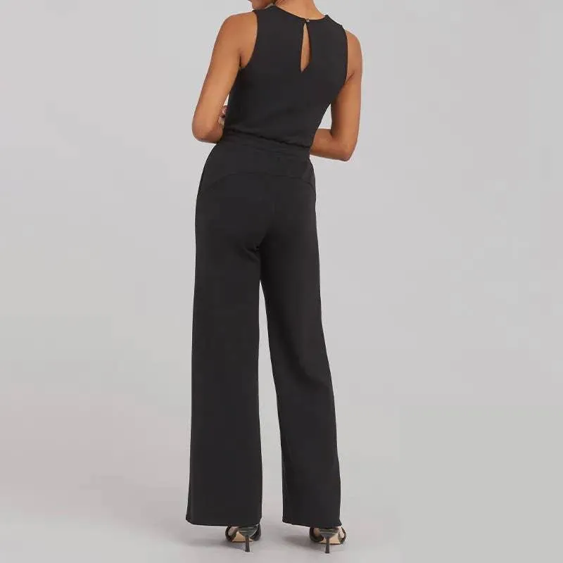 Ladies Solid Color Overall Sleeveless Daily Jumpsuit 23100