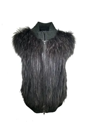 Linda Richards Genuine Fox Fur Vest FK-941 | Olive