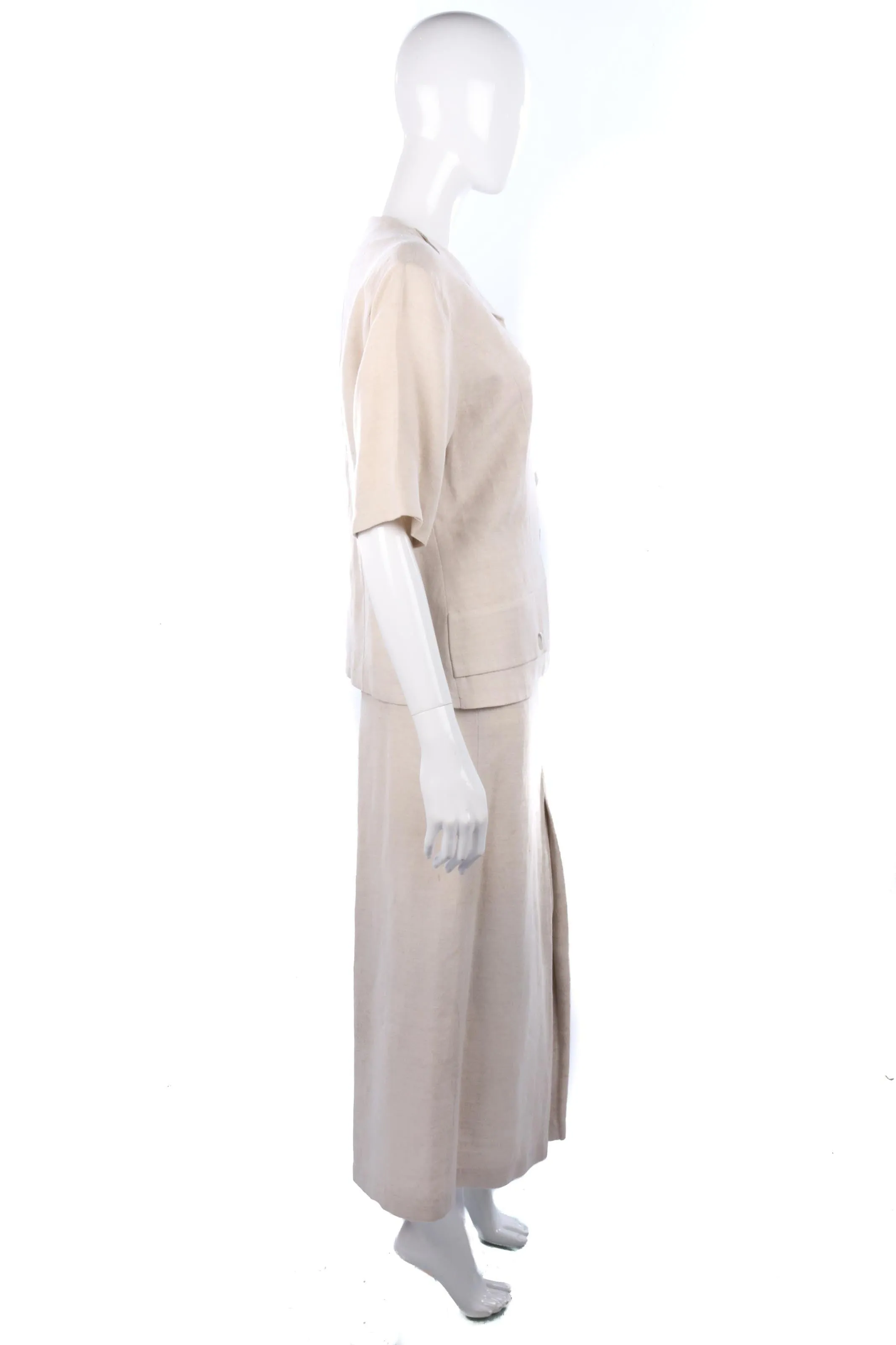 Linen cream skirt suit by Yellow Hammer, size 10