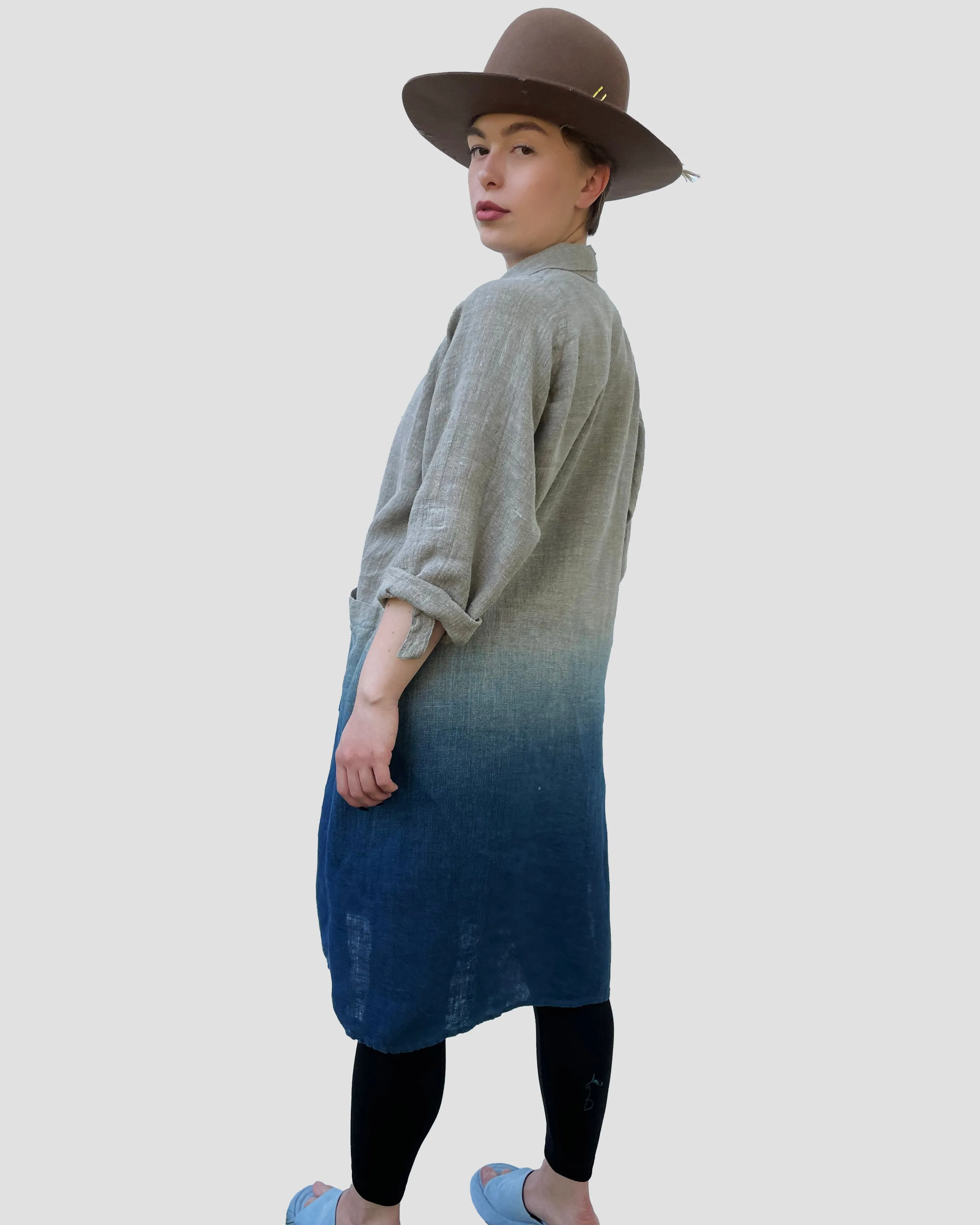 Linen Kimono in Indigo Ombre