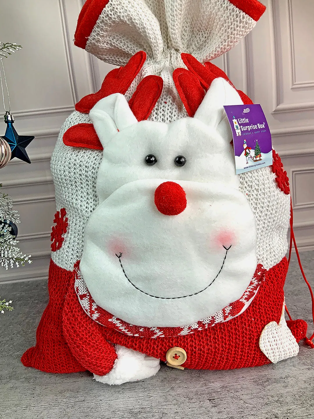 Little Surprise Box Knitted Large Size Christmas Sack and Gift Bag for Christmas Gifts