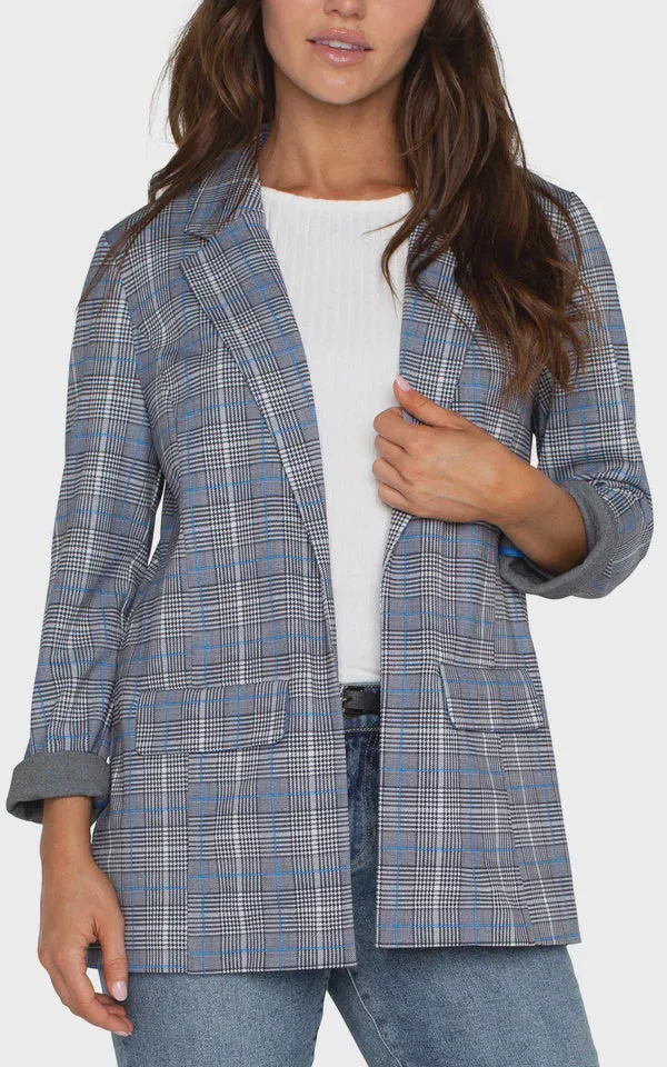 Liverpool Boyfriend Blue Topaz Plaid Blazer