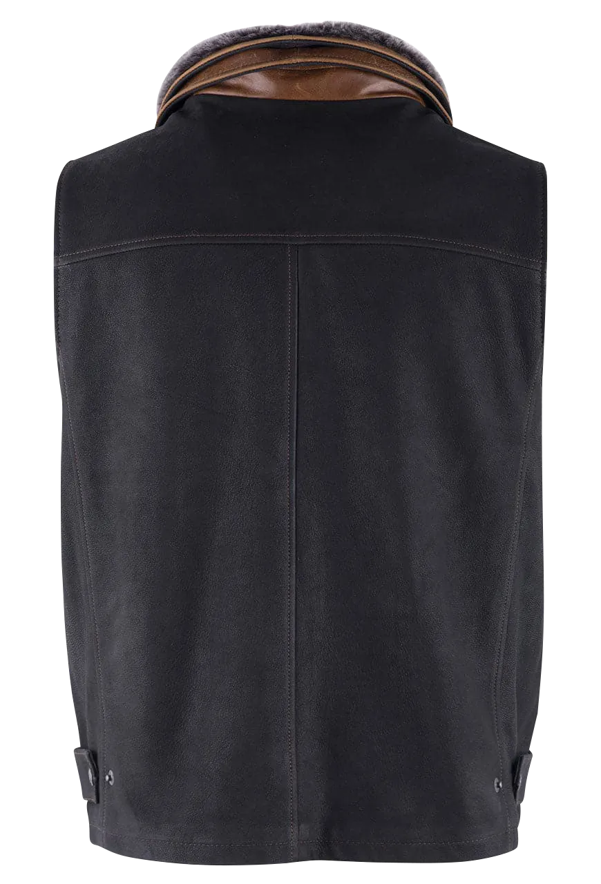 Lone Pine Leather Trekker Vest - Black