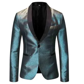 Magic Cyan Tuxedo Jacket Luxury Prom Blazer