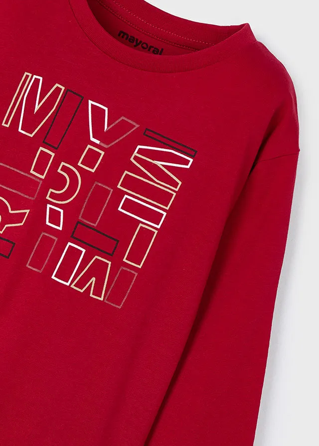 Mayoral Boys Red Long Sleeve Top