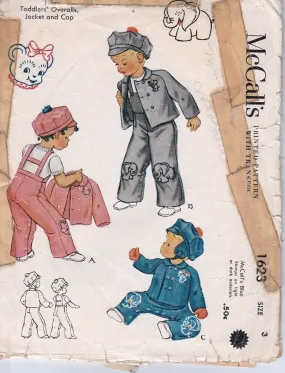 McCall's 1623 Toddlers Overalls Jacket Cap Vintage Sewing Pattern 1950's