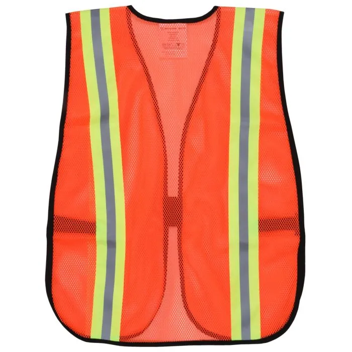 MCR Safety V201R Lightweight Polyester Mesh Safety Vest, Hi Vis Orange, One Size, 1 Each