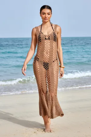 Melania Crochet Dress Tan