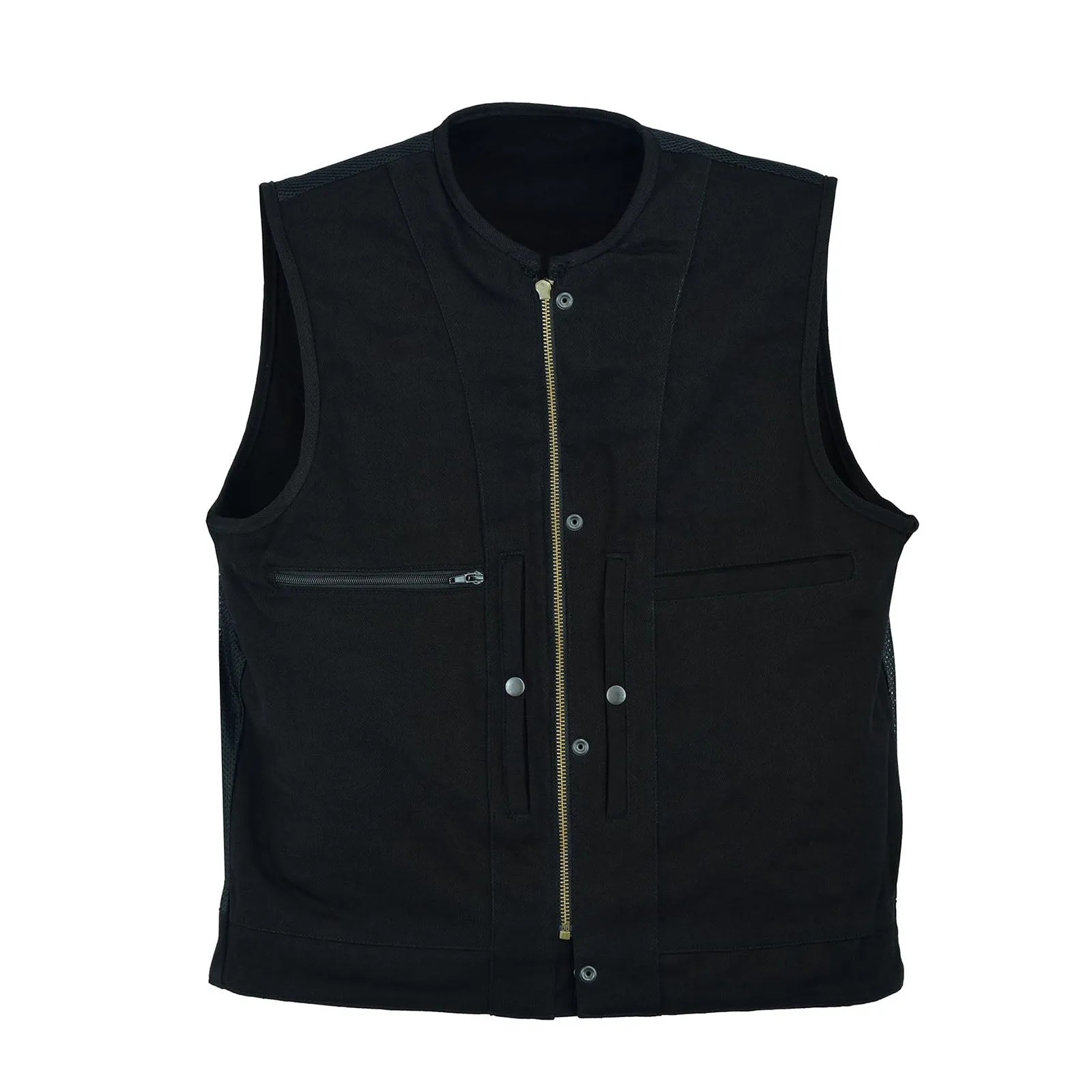 Men Sons of Anarchy Collarless Denim Biker Waistcoat