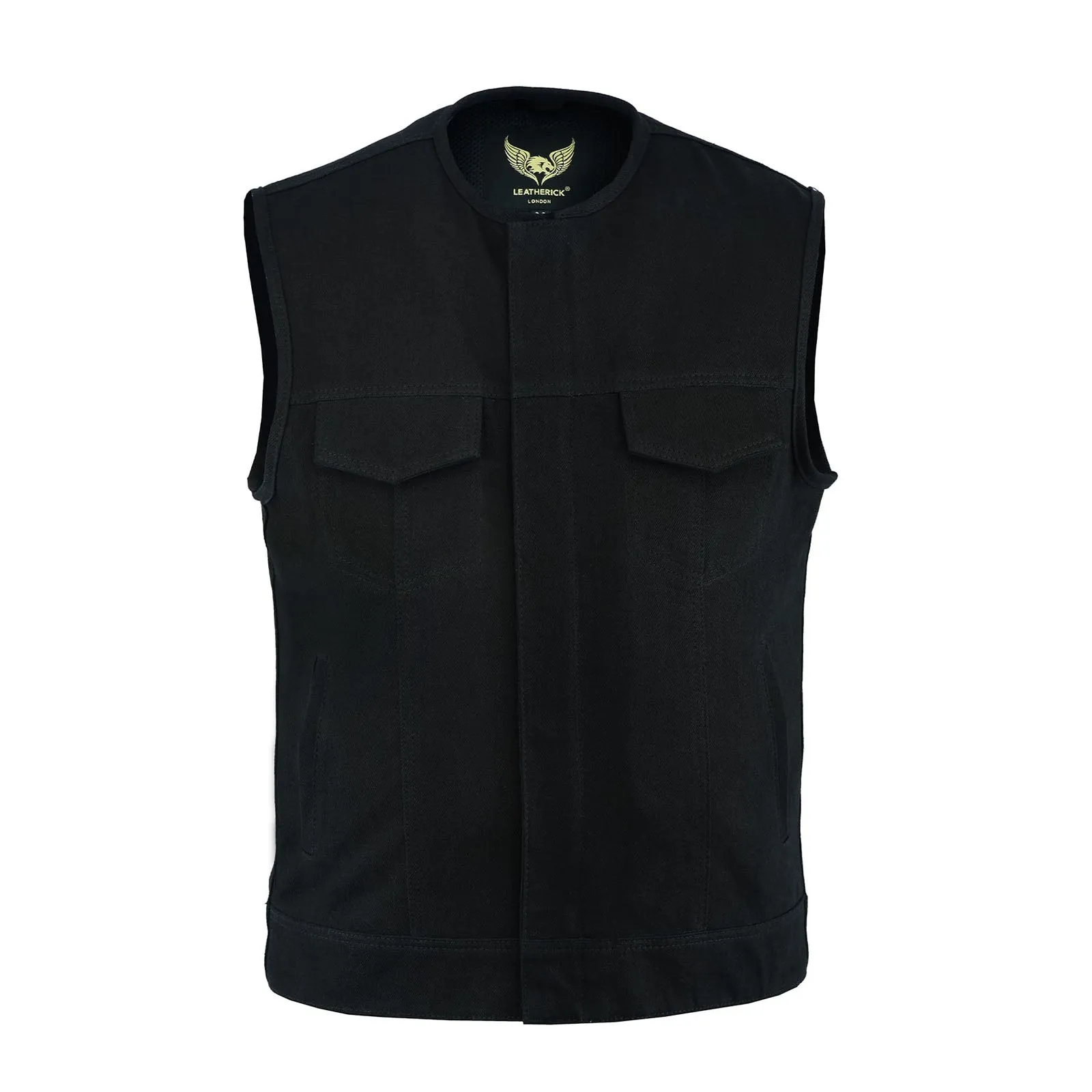 Men Sons of Anarchy Collarless Denim Biker Waistcoat