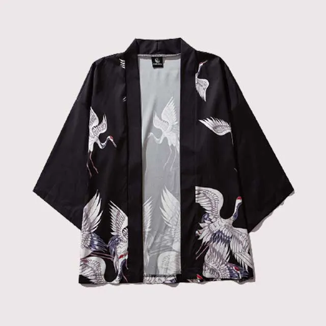 Men's Black Kimono Cardigan