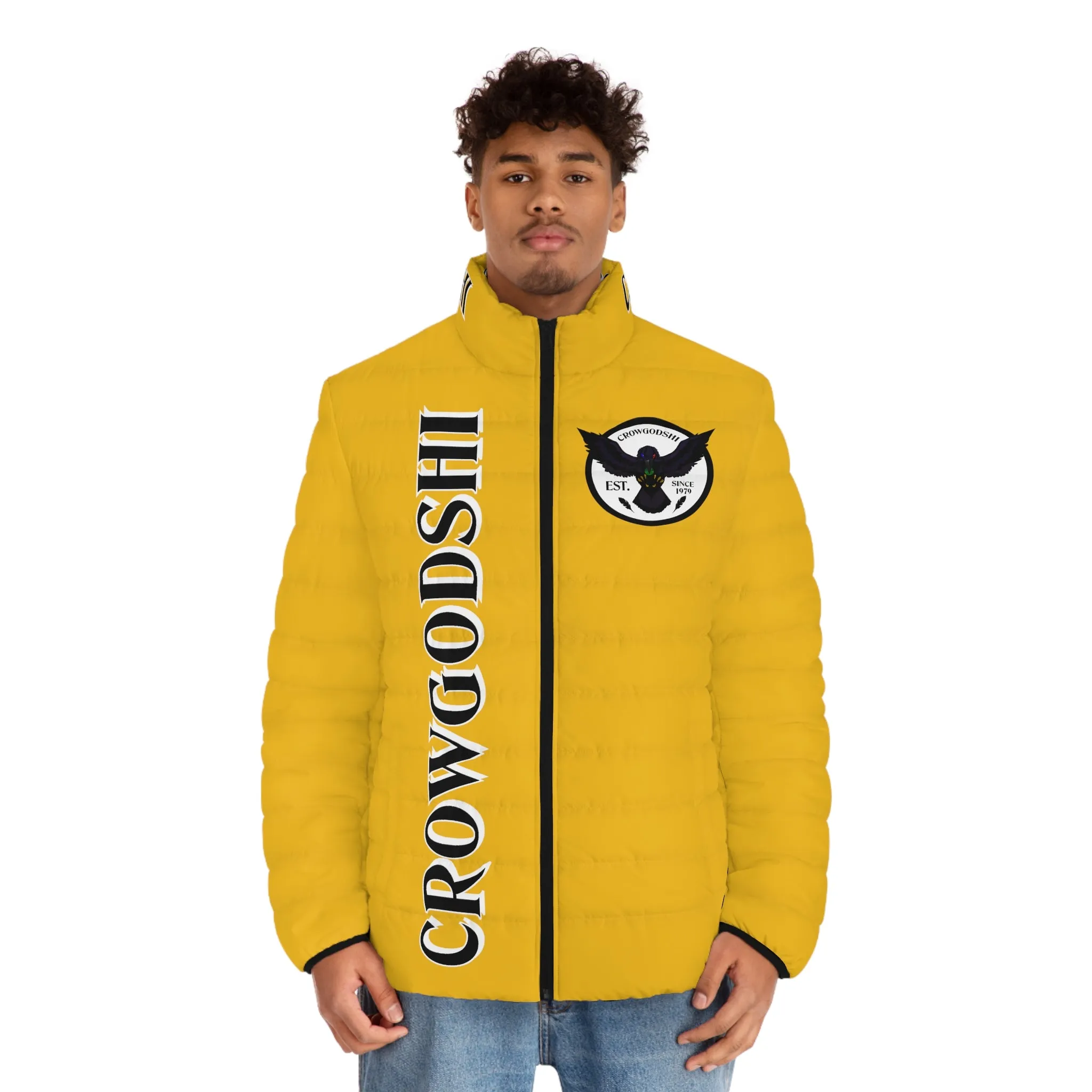 Men's CROWGODSHI Puffer Jacket, YELLOW