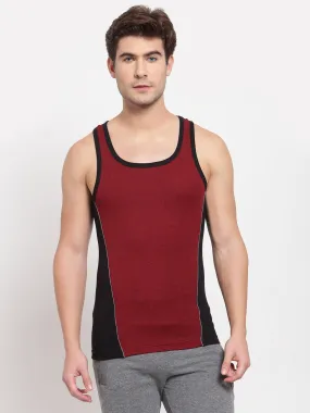 Men's Gym Vests with Contrast Side Panels -  Pack 0f 2 (Red & Navy)