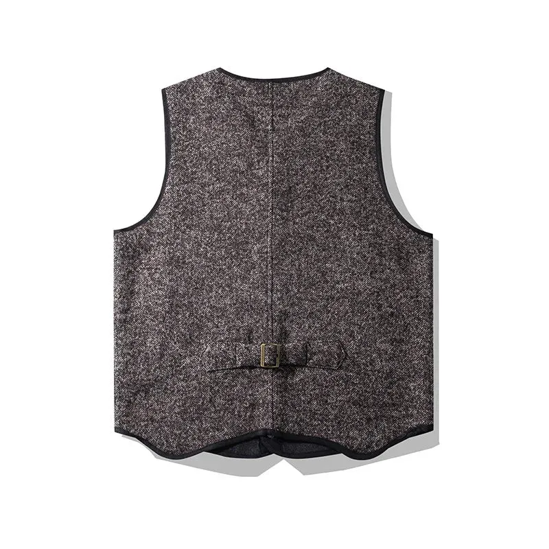 Men's Tweed Vest V-neck Vintage Style Waistcoat