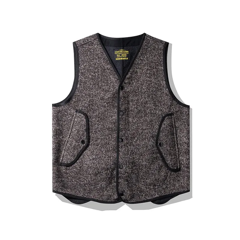 Men's Tweed Vest V-neck Vintage Style Waistcoat