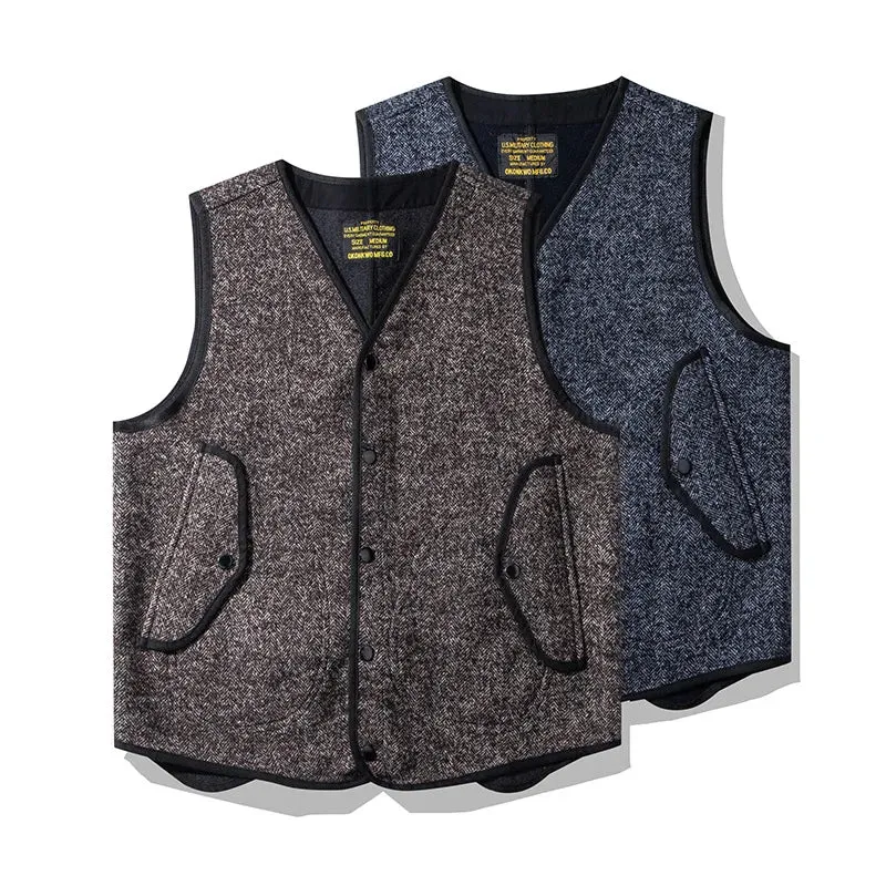 Men's Tweed Vest V-neck Vintage Style Waistcoat