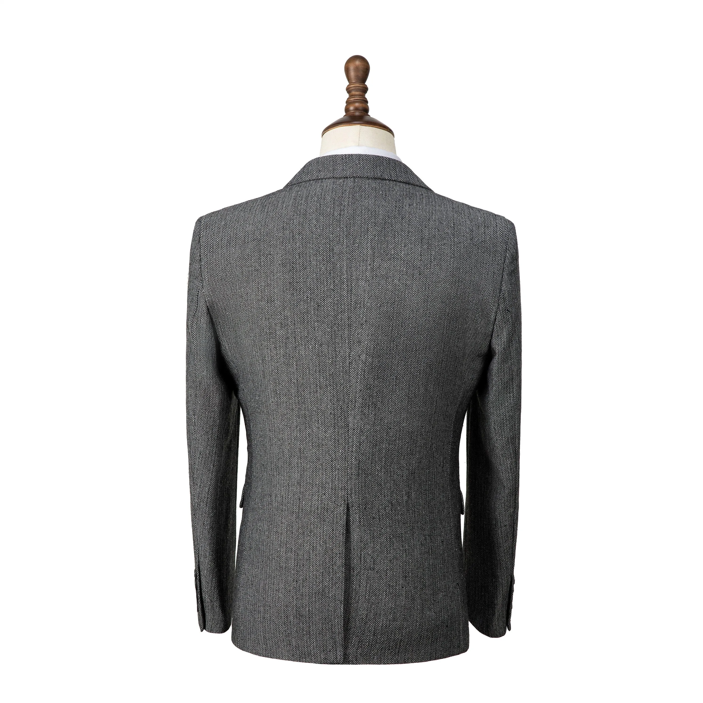 Men's winter Leisure Wool Herringbone Tweed Formal Notch Lapel Blazer