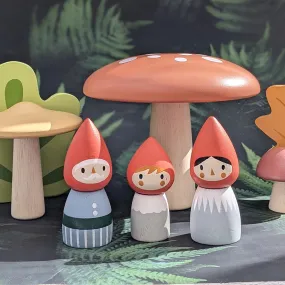 Merrywood Woodland Gnome Family with Mushrooms