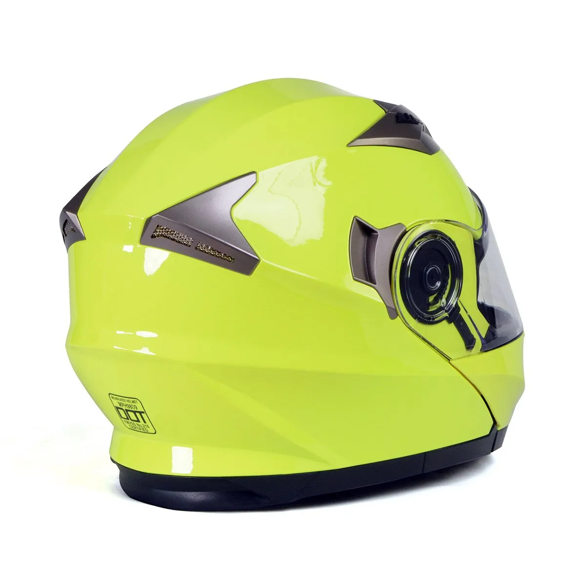 Milwaukee Helmets MPH9809DOT 'Ionized' Neon Yellow Advanced Motorcycle Modular Helmet for Men and Women Biker w/ Drop Down Visor