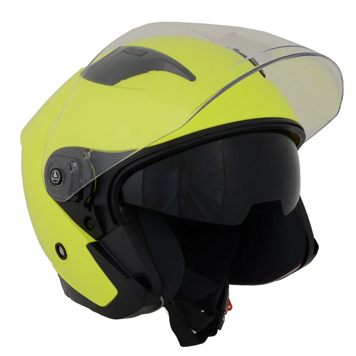 Milwaukee Helmets MPH9823DOT 'Shift' Open Face 3/4 Neon Yellow Helmet for Men and Women Biker with Drop Down Tinted Visor